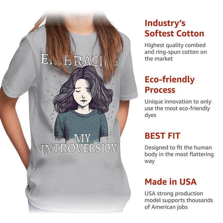 Embracing My Introversion Kids' Classic Fit T-Shirt - Cute Print T-Shirt - Printed Classic Fit Tee