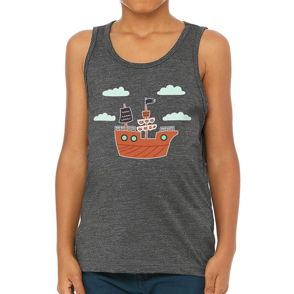 Pirate Ship Kids' Jersey Tank - Themed Sleeveless T-Shirt - Bright Art Kids' Tank Top