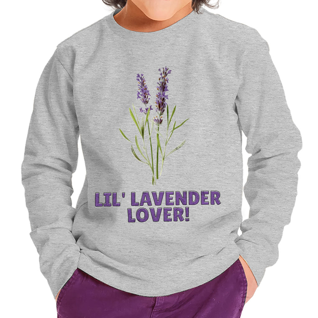 Lil' Lavender Lover Toddler Long Sleeve T-Shirt - Flower Themed Kids' T-Shirt - Graphic Long Sleeve Tee