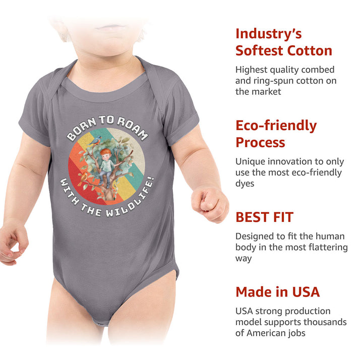 Born to Roam Baby Jersey Onesie - Birds Baby Bodysuit - Colorful Baby One-Piece