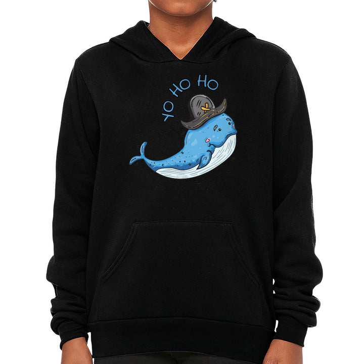 Whale Print Kids' Sponge Fleece Hoodie - Yo Ho Ho Kids' Hoodie - Graphic Hoodie for Kids