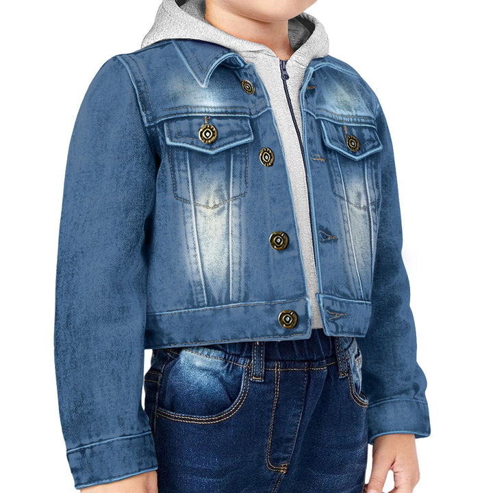 Future Animal Trainer Toddler Hooded Denim Jacket - Teddy Bear Jean Jacket - Printed Denim Jacket for Kids