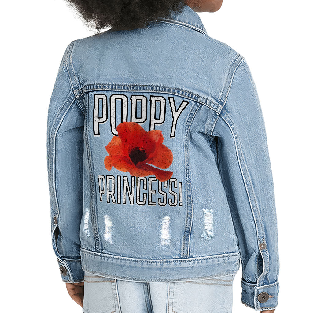 Poppy Princess Toddler Denim Jacket - Cute Jean Jacket - Themed Denim Jacket for Kids