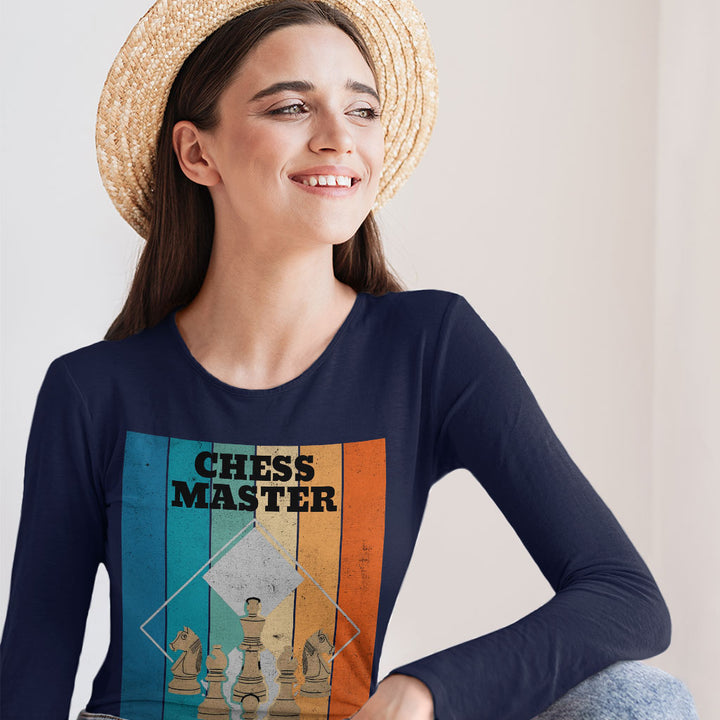 Chess Master Women's Long Sleeve T-Shirt - Board Game Long Sleeve Tee - Art T-Shirt