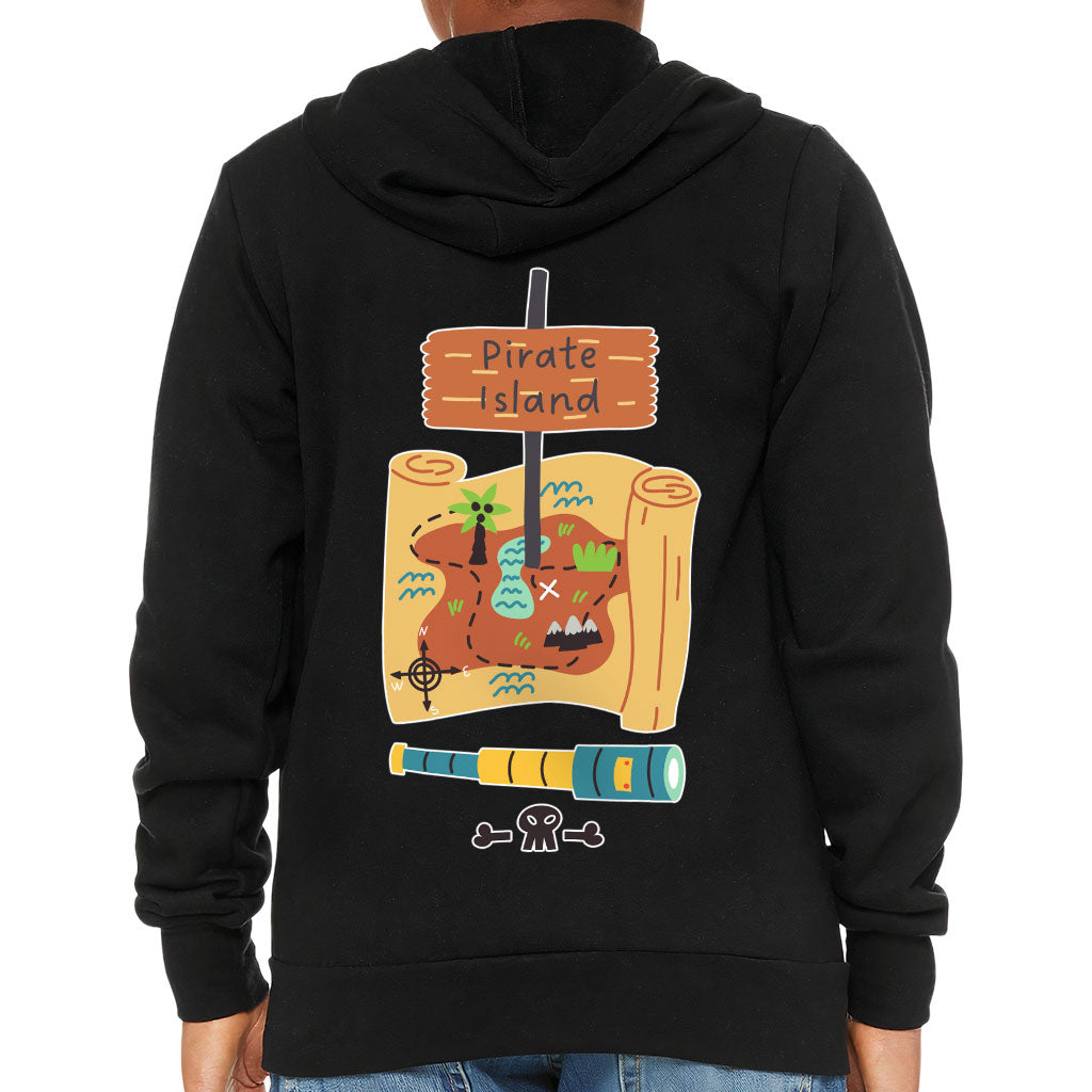 Pirate Island Kids' Full-Zip Hoodie - Map Print Hooded Sweatshirt - Cool Kids' Hoodie