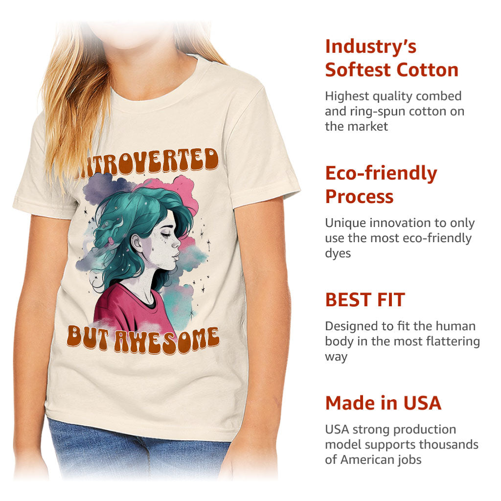 Introverted but Awesome Kids' T-Shirt - Watercolor T-Shirt - Graphic Tee Shirt for Kids