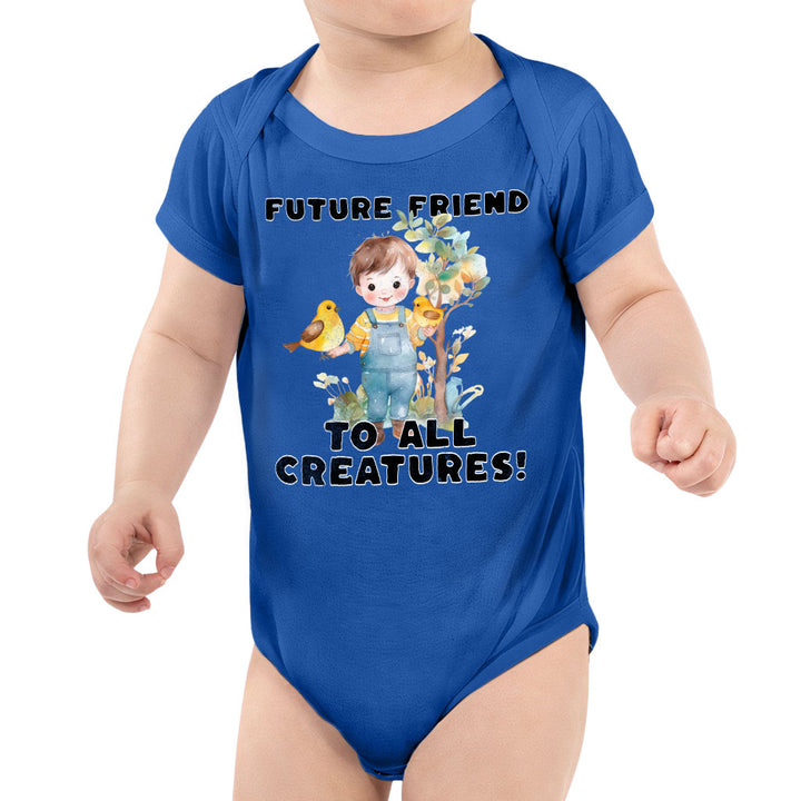 Future Friend for All Creatures Baby Jersey Onesie - Cute Baby Bodysuit - Colorful Baby One-Piece