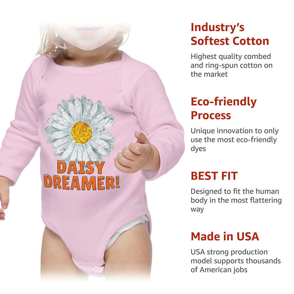 Daisy Dreamer Baby Long Sleeve Onesie - Minimalistic Baby Long Sleeve Bodysuit - Printed Baby One-Piece