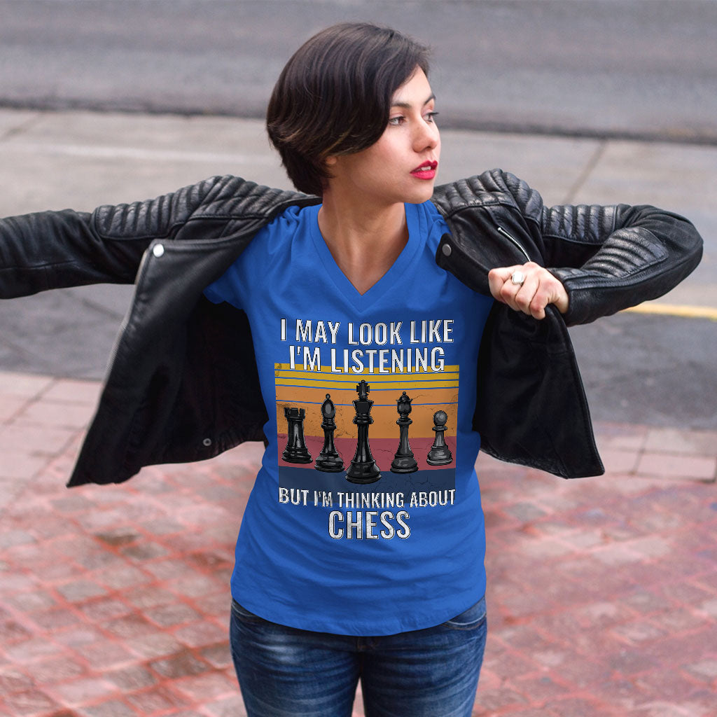 Chess Women's V-Neck T-Shirt - Bright V-Neck Tee - Colorful T-Shirt
