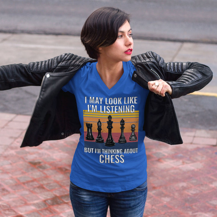 Chess Women's V-Neck T-Shirt - Bright V-Neck Tee - Colorful T-Shirt