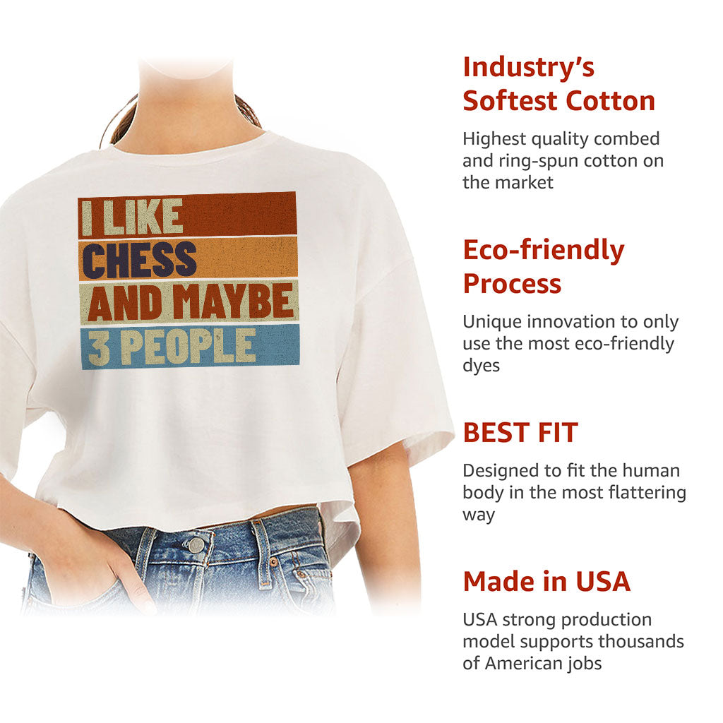I Like Chess Women's Crop Tee Shirt - Colorful Cropped T-Shirt - Art Crop Top