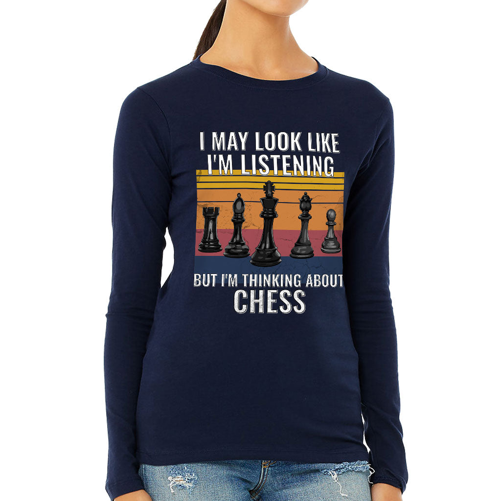 Chess Women's Long Sleeve T-Shirt - Bright Long Sleeve Tee - Colorful T-Shirt