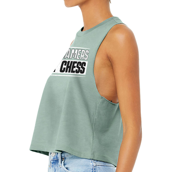 Real Gamers Racerback Cropped Tank - Word Graphic Women's Tank - Graphic Tank Top