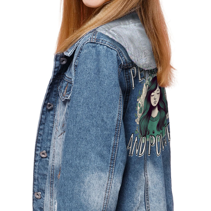 Power Hooded Denim Jacket for Kids - Beautiful Jean Jacket - Unique Denim Jacket for Kids