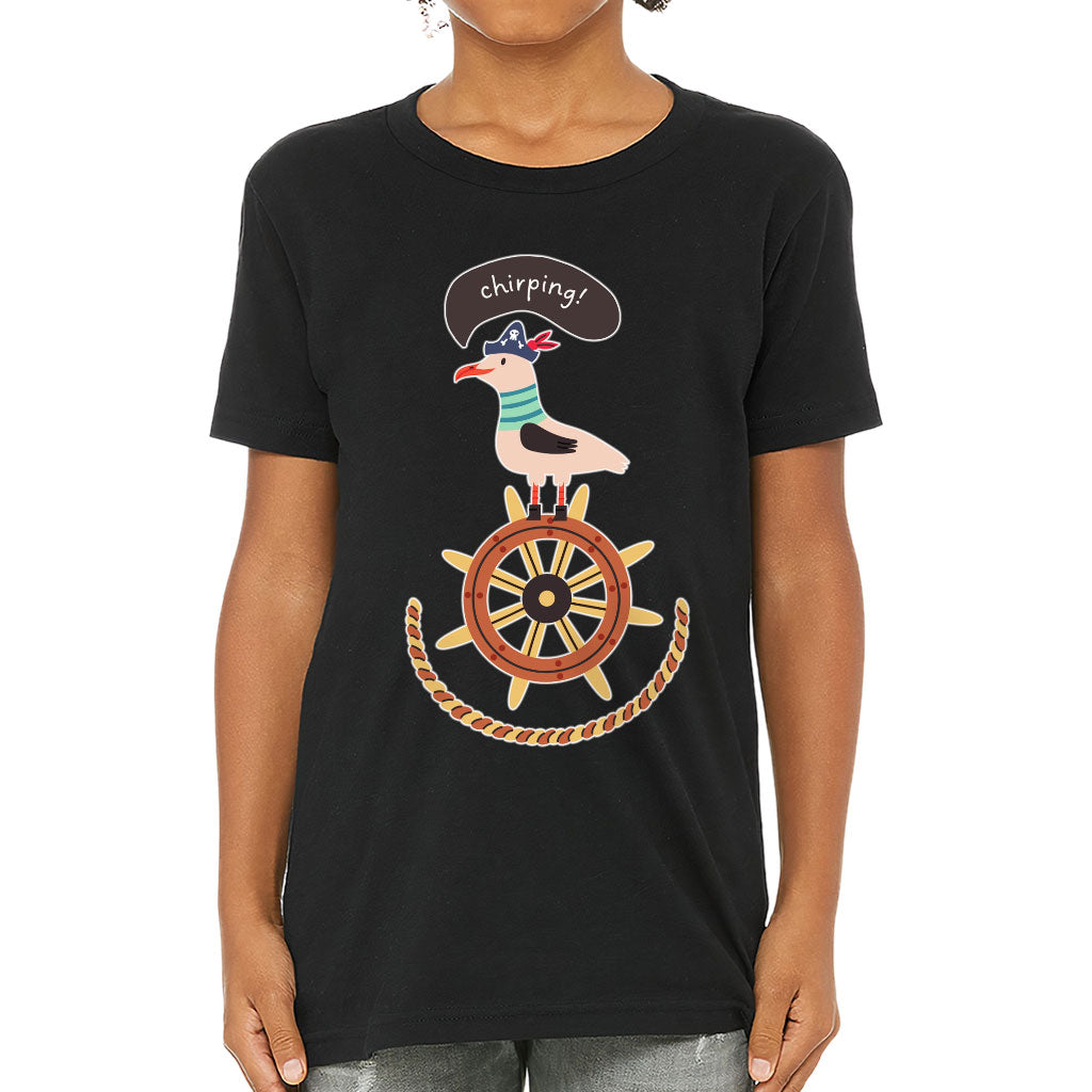Sea Ship Themed Kids' T-Shirt - Bird T-Shirt - Printed Tee Shirt for Kids