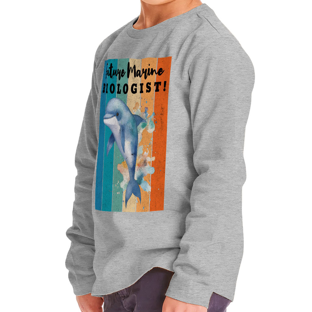 Future Marine Biologist Toddler Long Sleeve T-Shirt - Dolphin Kids' T-Shirt - Printed Long Sleeve Tee