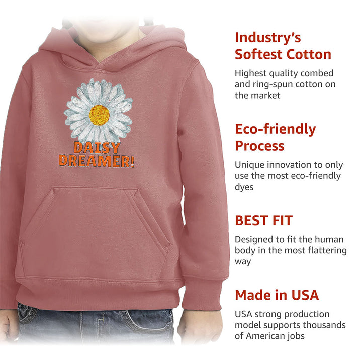Daisy Dreamer Toddler Pullover Hoodie - Minimalistic Sponge Fleece Hoodie - Printed Hoodie for Kids