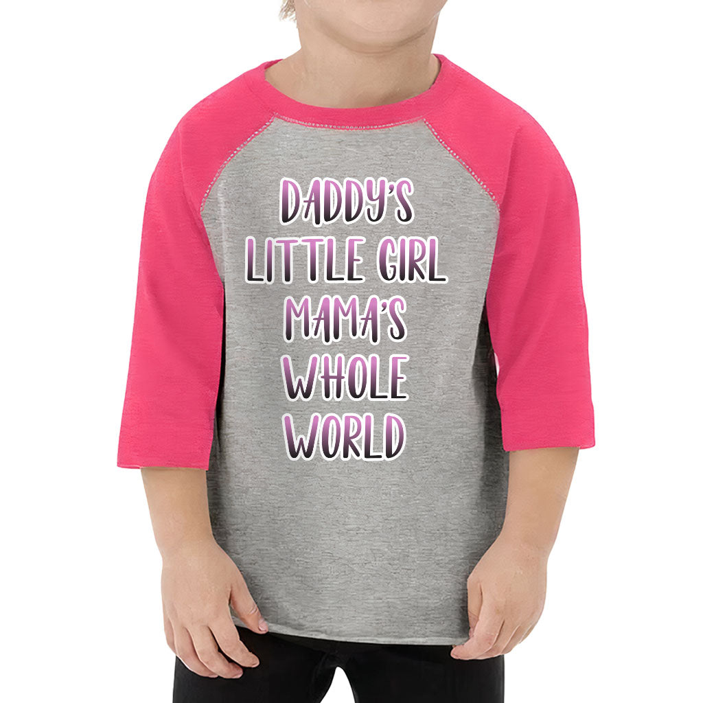 Daddy's Little Girl Toddler Baseball T-Shirt - Cute 3/4 Sleeve T-Shirt - Printed Kids' Baseball Tee