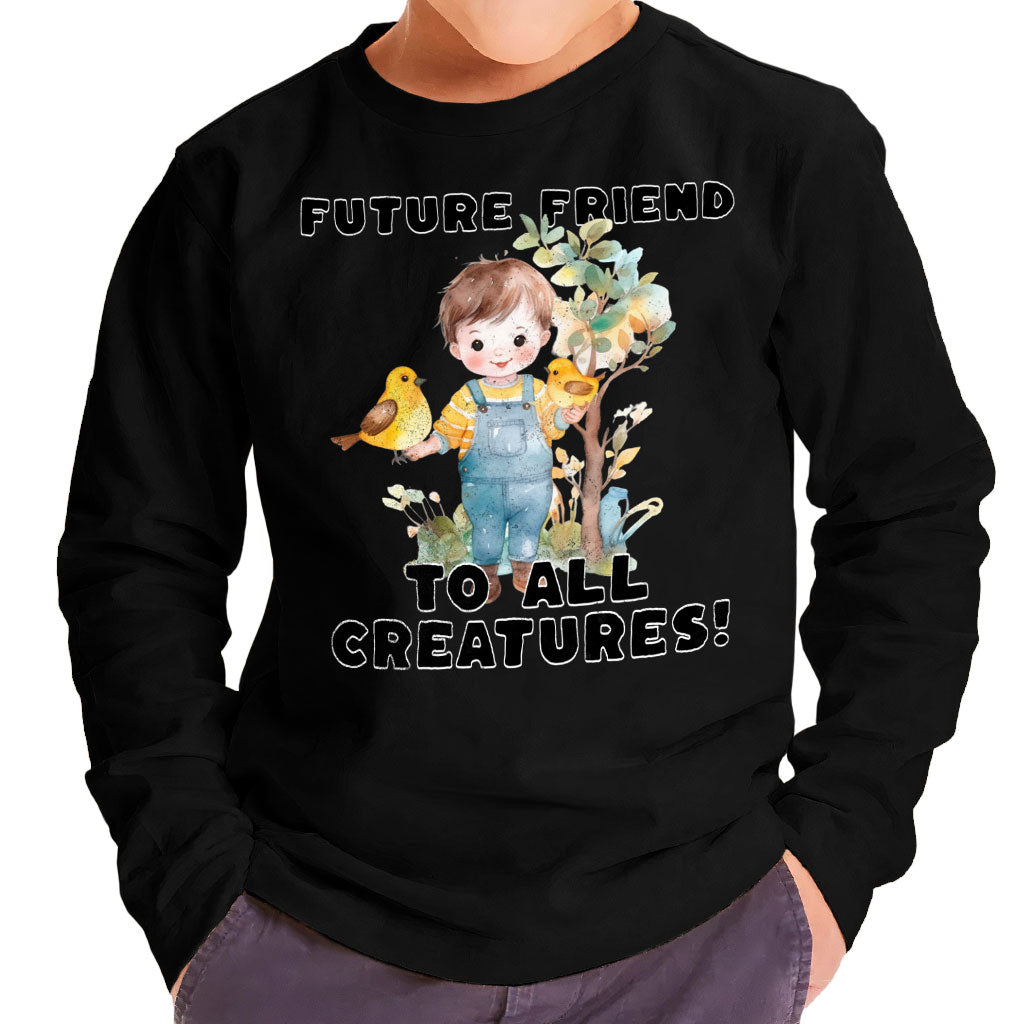 Future Friend for All Creatures Toddler Long Sleeve T-Shirt - Cute Kids' T-Shirt - Colorful Long Sleeve Tee