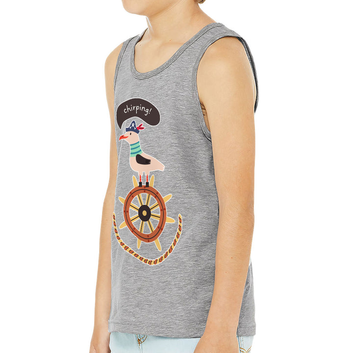 Sea Ship Themed Kids' Jersey Tank - Bird Sleeveless T-Shirt - Printed Kids' Tank Top