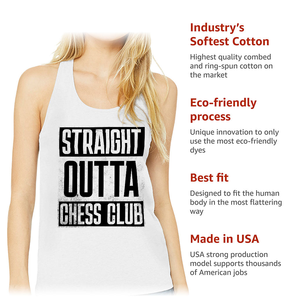 Word Art Women's Racerback Tank - Chess Club Tank Top - Unique Workout Tank