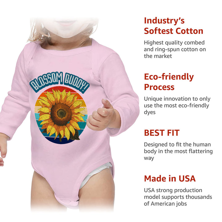 Blossom Buddy Baby Long Sleeve Onesie - Flower Baby Long Sleeve Bodysuit - Plant Baby One-Piece