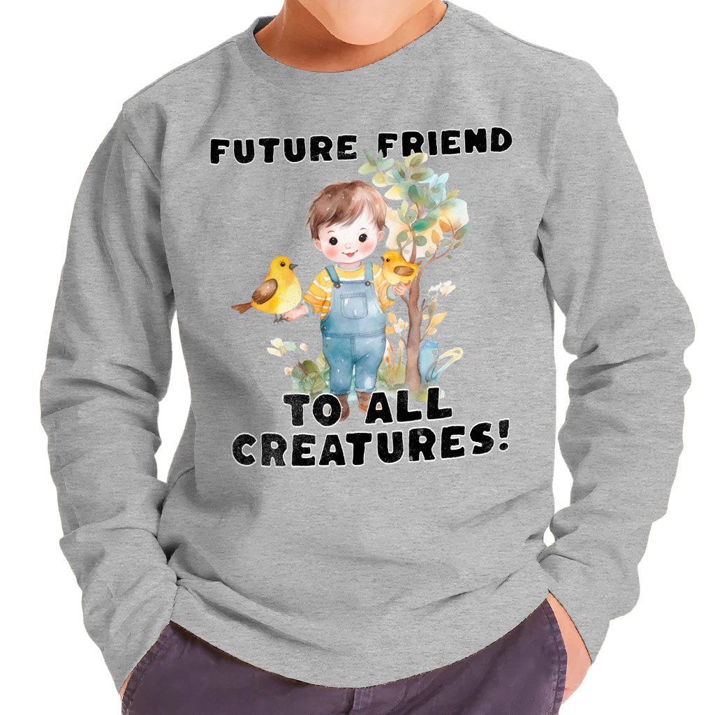 Future Friend for All Creatures Toddler Long Sleeve T-Shirt - Cute Kids' T-Shirt - Colorful Long Sleeve Tee