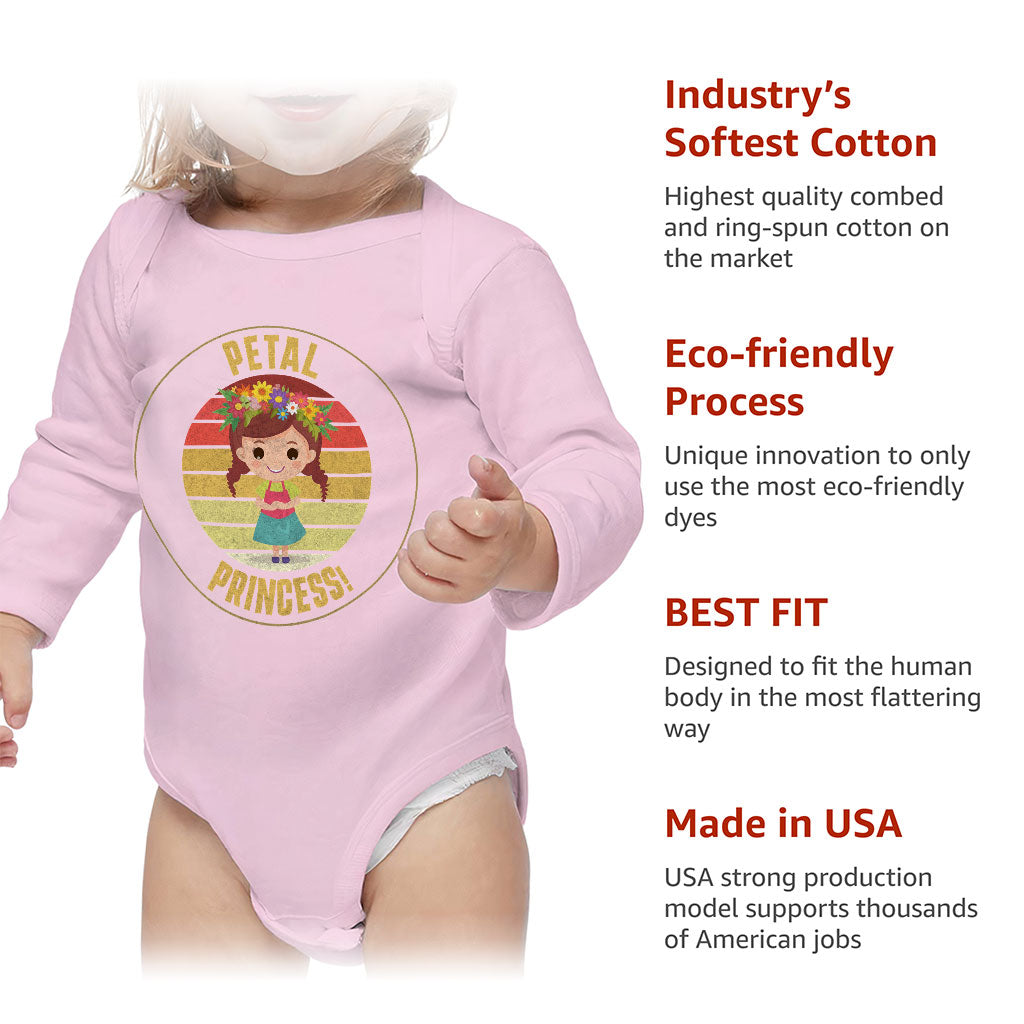 Petal Princess Baby Long Sleeve Onesie - Cute Baby Long Sleeve Bodysuit - Graphic Baby One-Piece