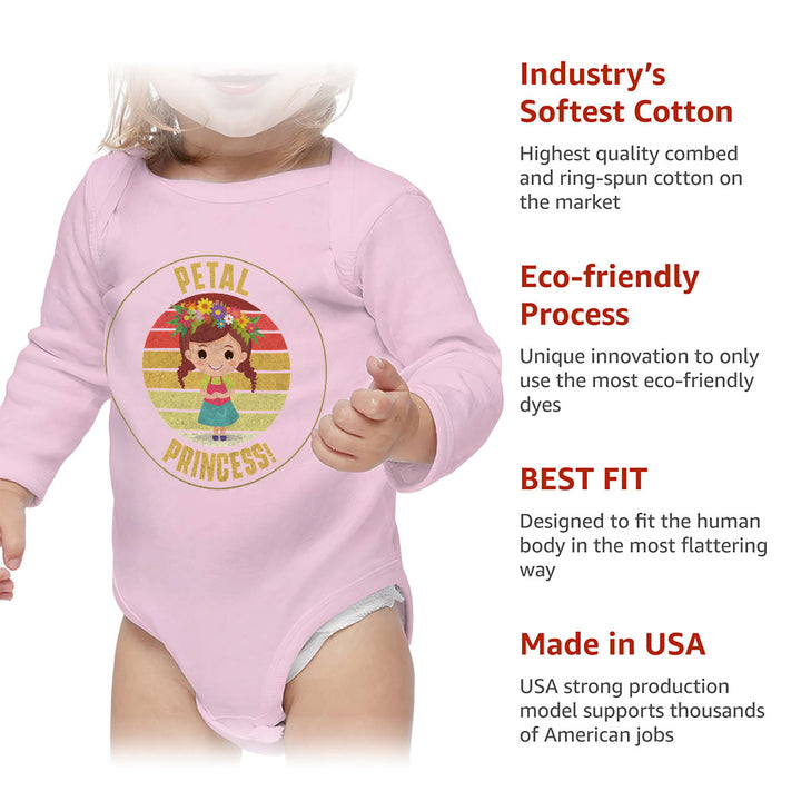 Petal Princess Baby Long Sleeve Onesie - Cute Baby Long Sleeve Bodysuit - Graphic Baby One-Piece