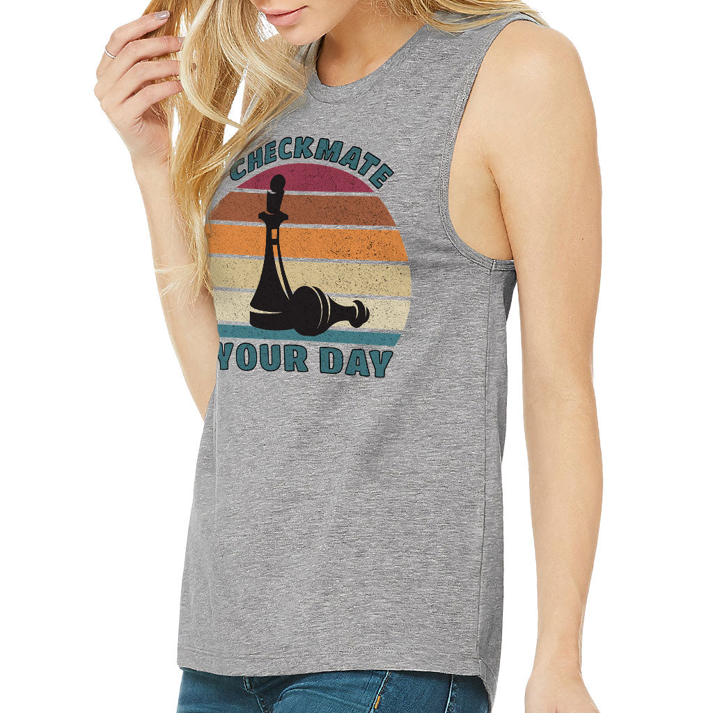 Checkmate Your Day Women's Muscle Tank - Colorful Tank Top - Printed Workout Tank