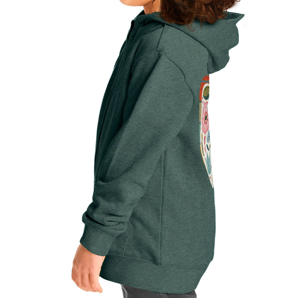 Flower Heart Toddler Full-Zip Hoodie - Colorful Toddler Hoodie - Printed Kids' Hoodie