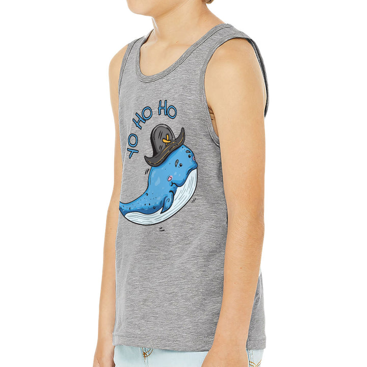 Whale Print Kids' Jersey Tank - Yo Ho Ho Sleeveless T-Shirt - Graphic Kids' Tank Top