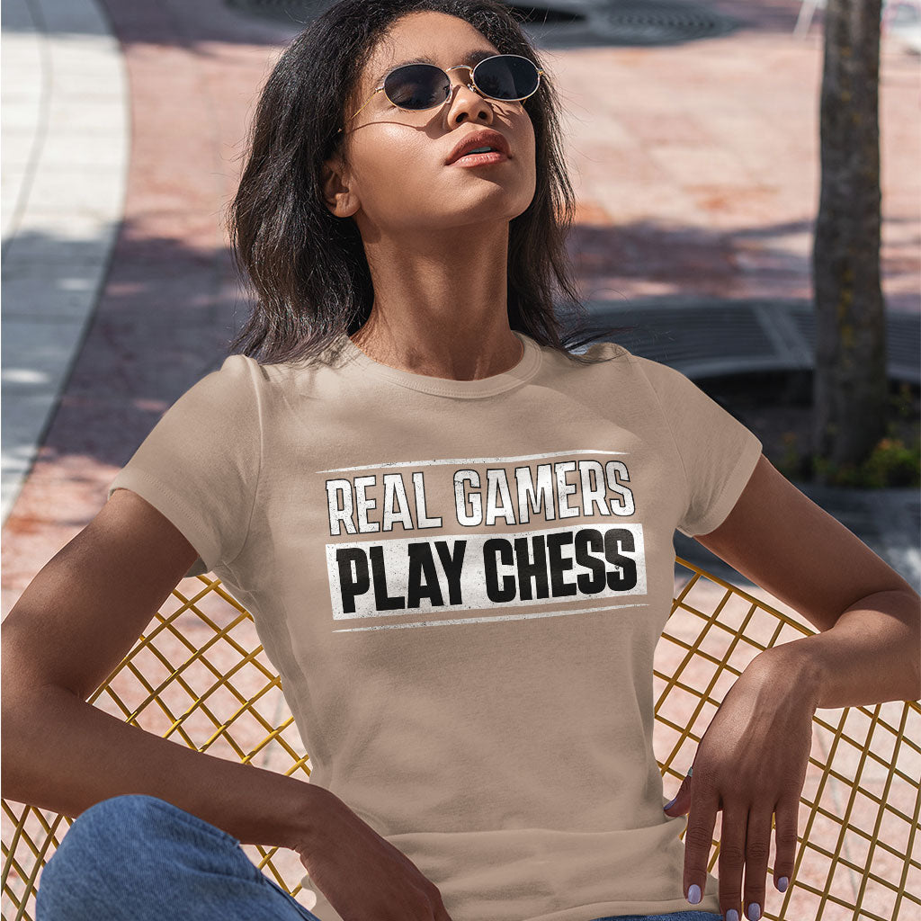 Real Gamers Slim Fit T-Shirt - Word Graphic Women's T-Shirt - Graphic Slim Fit Tee