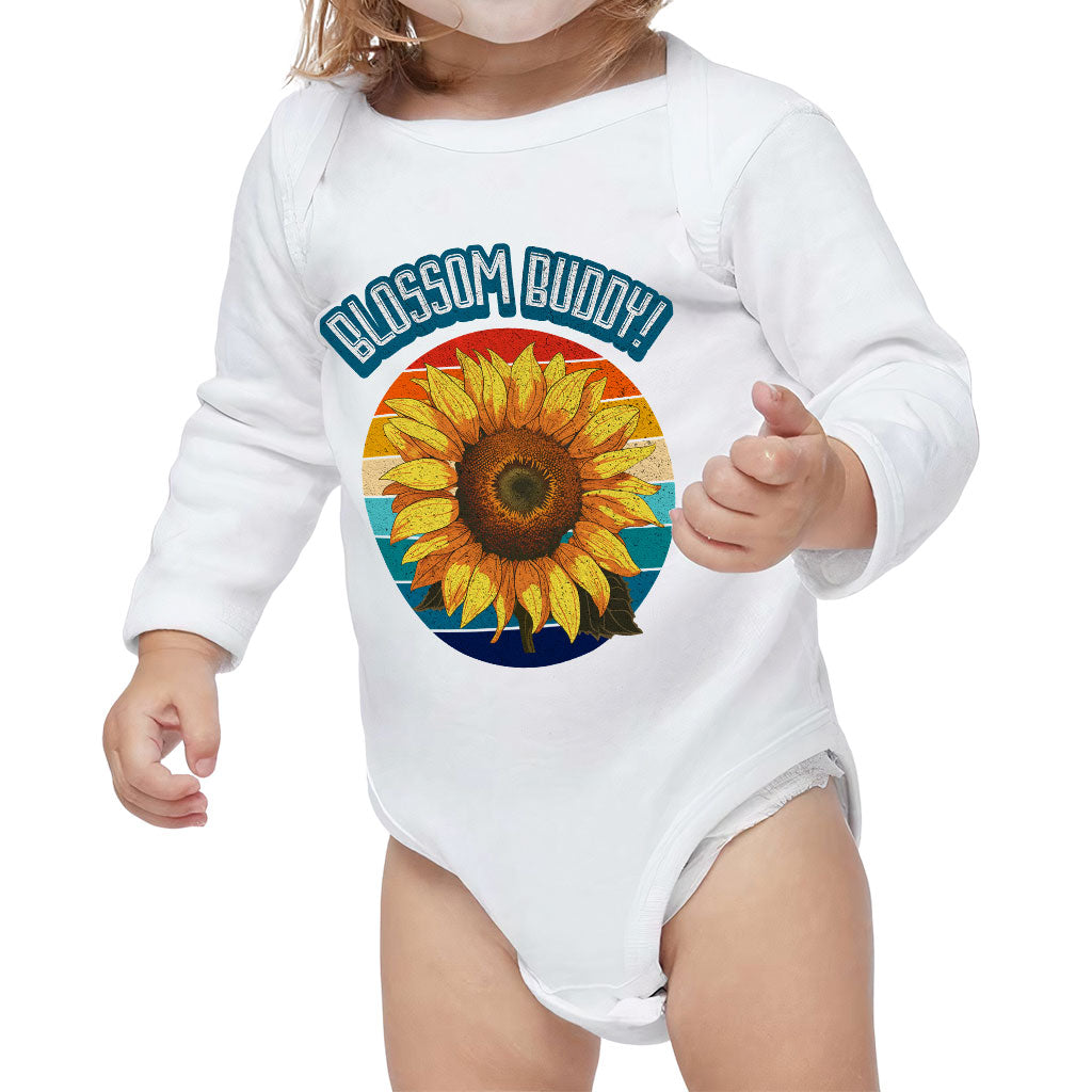 Blossom Buddy Baby Long Sleeve Onesie - Flower Baby Long Sleeve Bodysuit - Plant Baby One-Piece