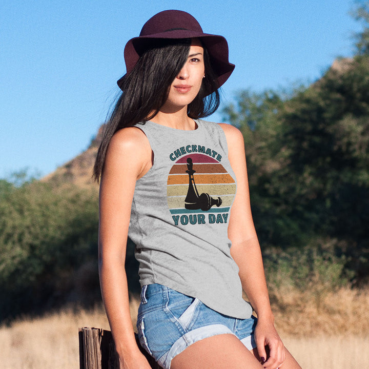 Checkmate Your Day Women's Muscle Tank - Colorful Tank Top - Printed Workout Tank