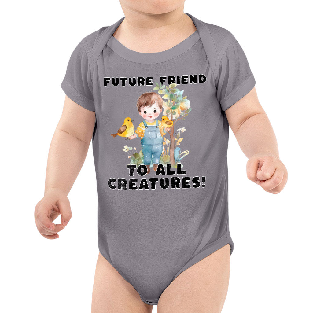 Future Friend for All Creatures Baby Jersey Onesie - Cute Baby Bodysuit - Colorful Baby One-Piece