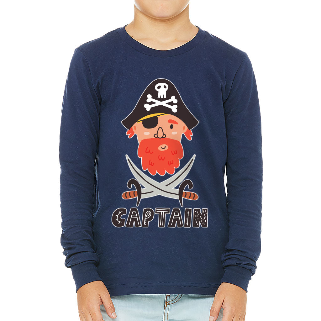 Captain Kids' Long Sleeve T-Shirt - Pirate Themed T-Shirt - Cool Long Sleeve Tee