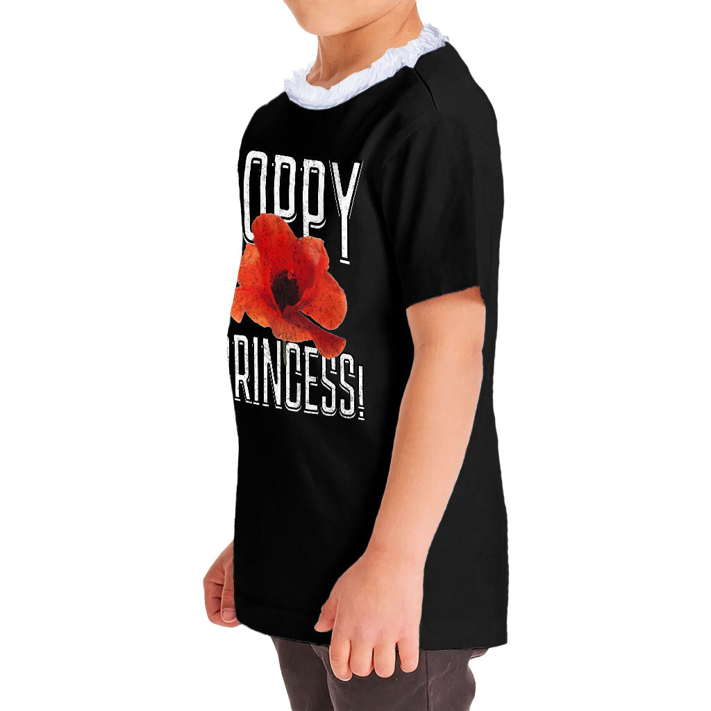 Poppy Princess Girls' Ruffle Neck T-Shirt - Cute Toddler T-Shirt - Themed Ruffle Neck Tee