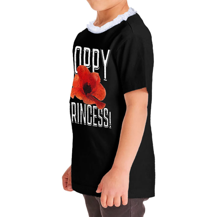 Poppy Princess Girls' Ruffle Neck T-Shirt - Cute Toddler T-Shirt - Themed Ruffle Neck Tee