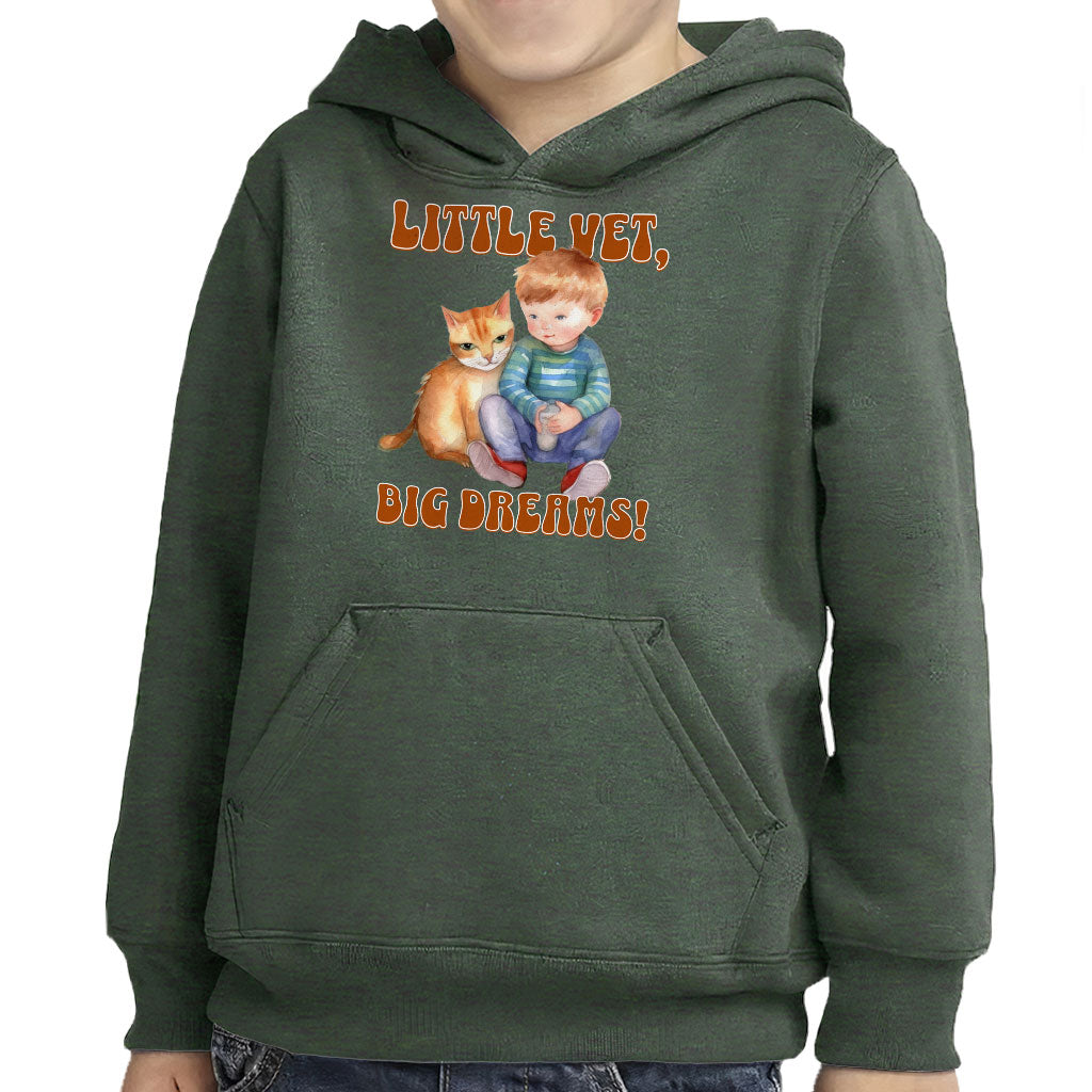 Little Vet Big Dream Toddler Pullover Hoodie - Cat Sponge Fleece Hoodie - Animal Lover Hoodie for Kids
