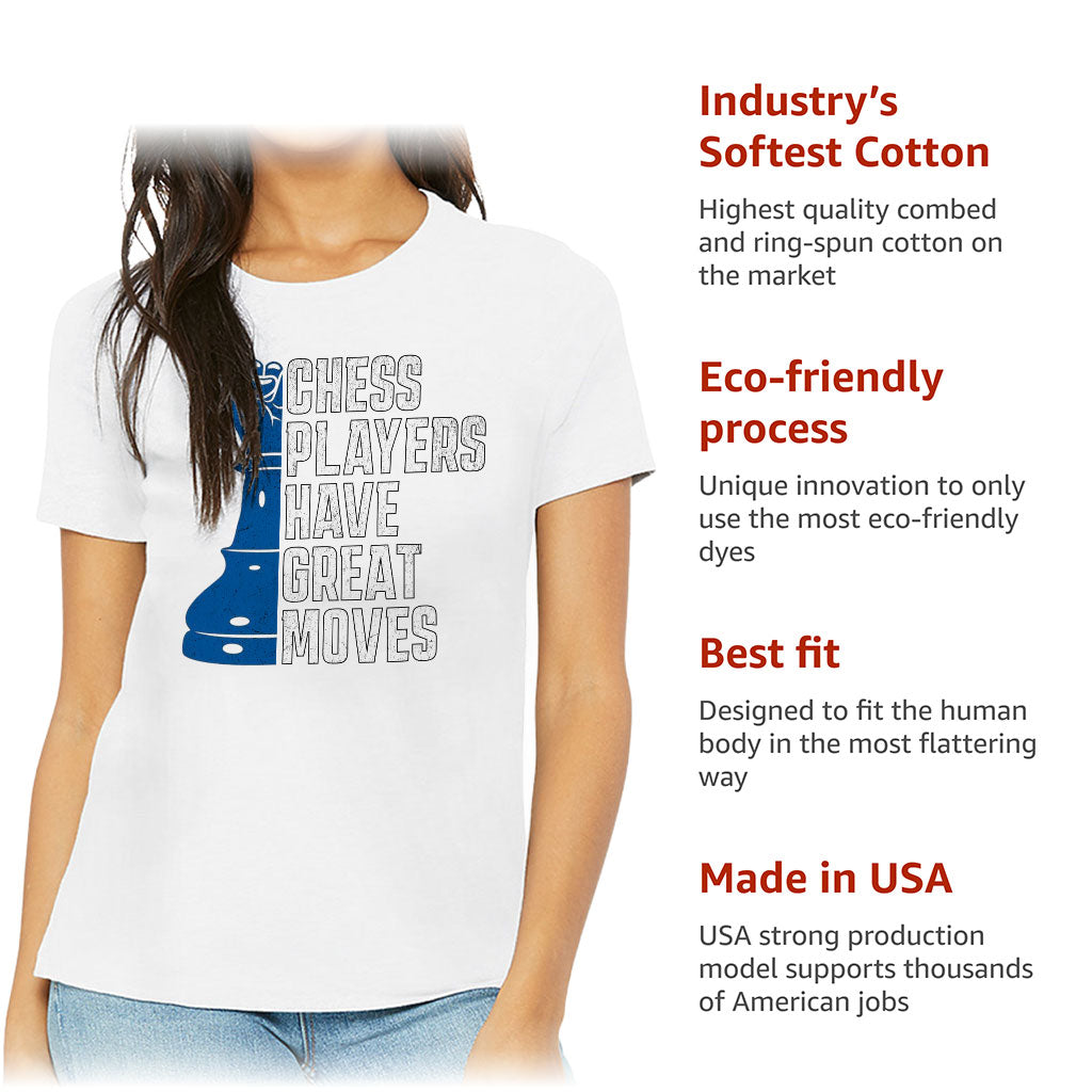 Chess Players Women's T-Shirt - Cool Design T-Shirt - Word Design Relaxed Tee