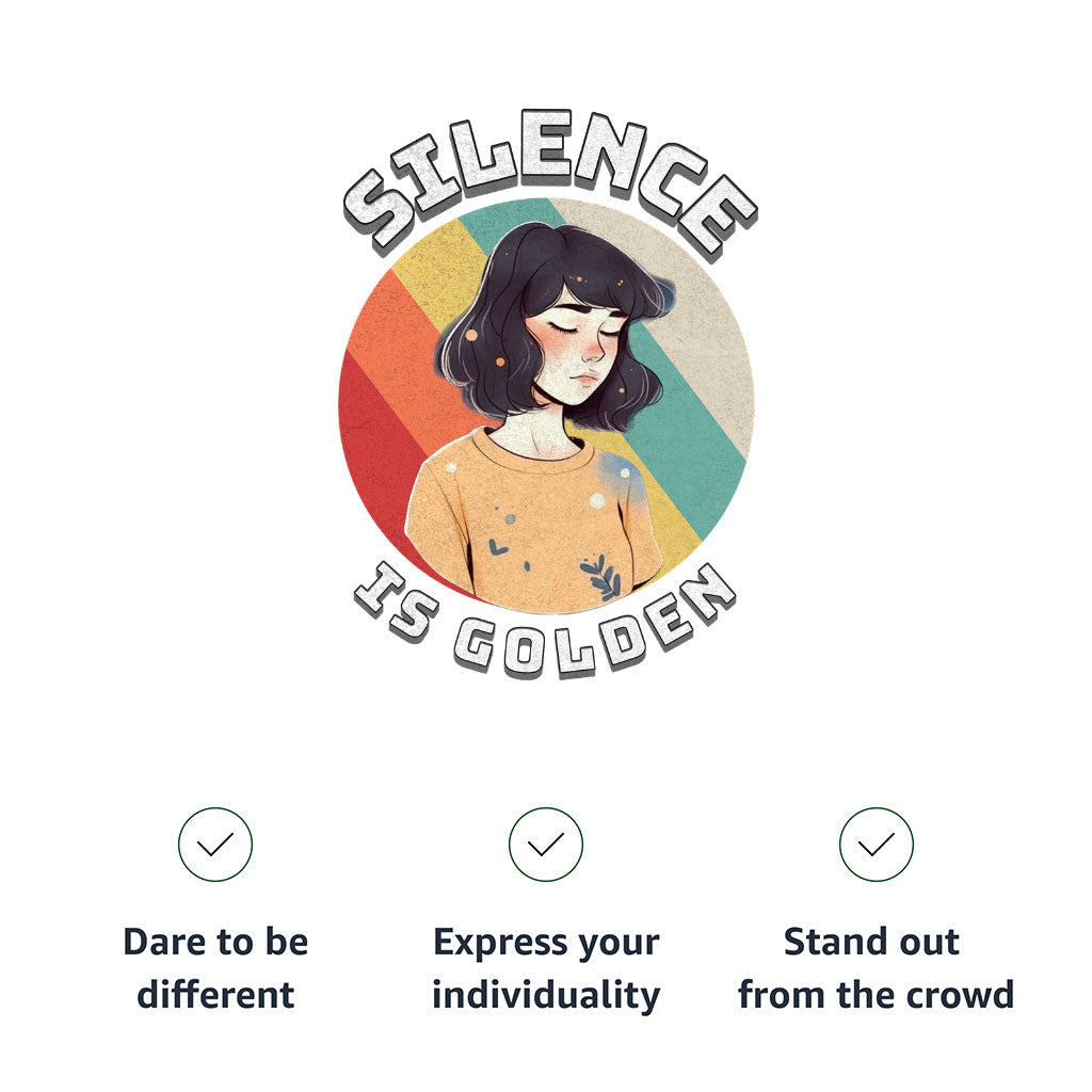 Silence Is Golden Kids' T-Shirt - Girl Print T-Shirt - Colorful Tee Shirt for Kids