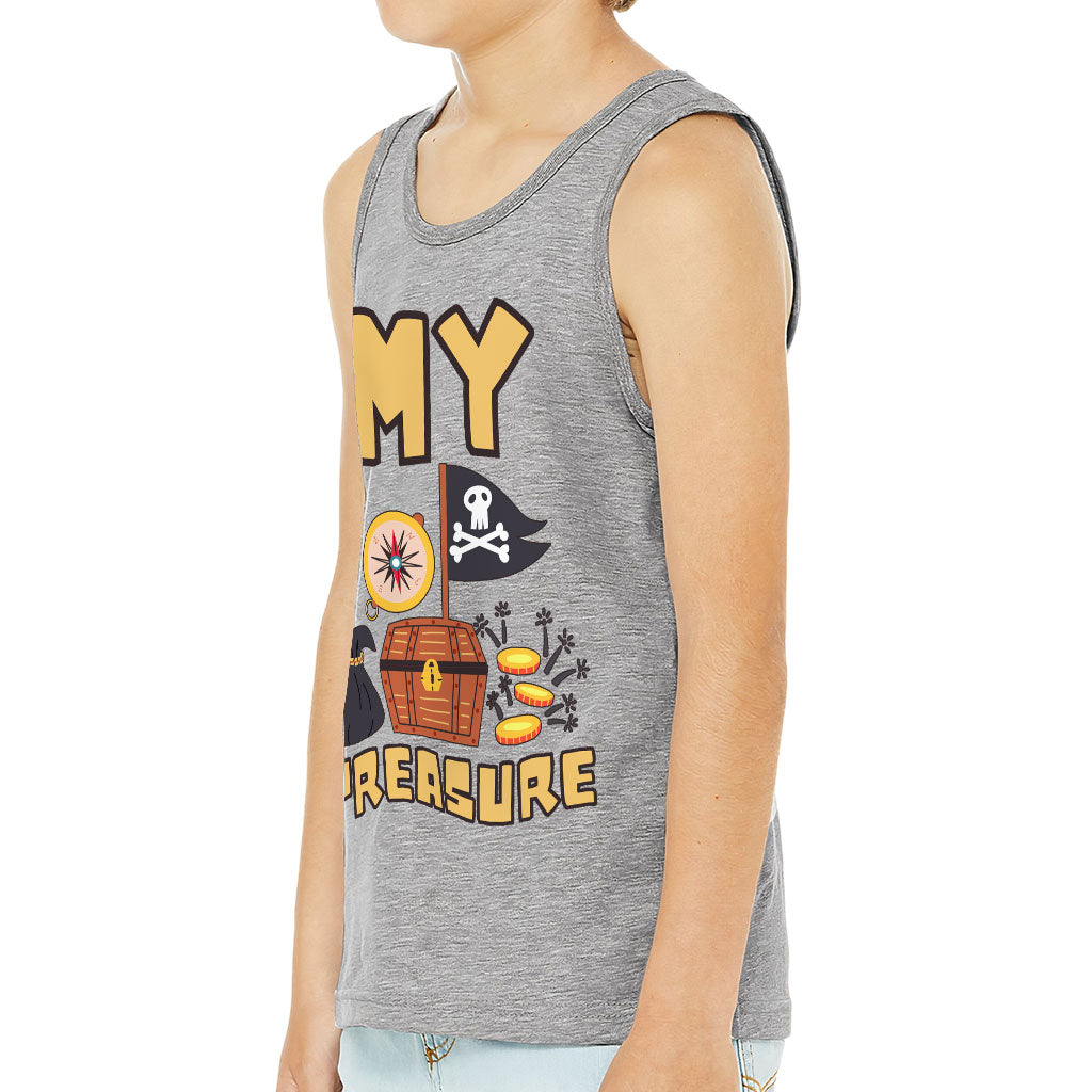 My Treasure Kids' Jersey Tank - Pirate Design Sleeveless T-Shirt - Colorful Kids' Tank Top