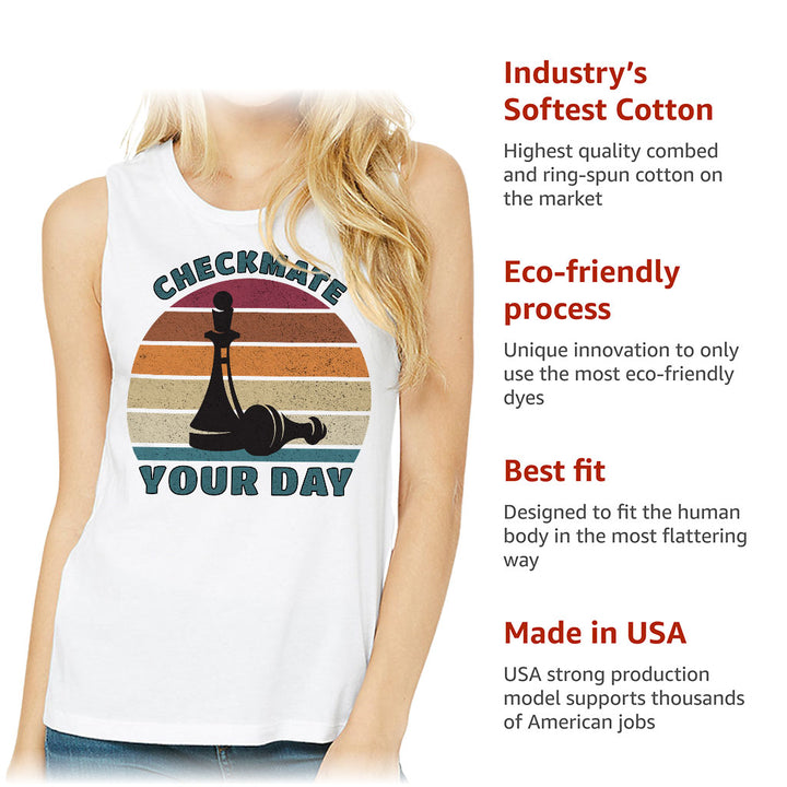 Checkmate Your Day Women's Muscle Tank - Colorful Tank Top - Printed Workout Tank