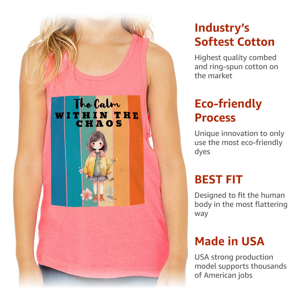 The Calm Within the Chaos Kids' Jersey Tank - Flower Girl Sleeveless T-Shirt - Art Kids' Tank Top