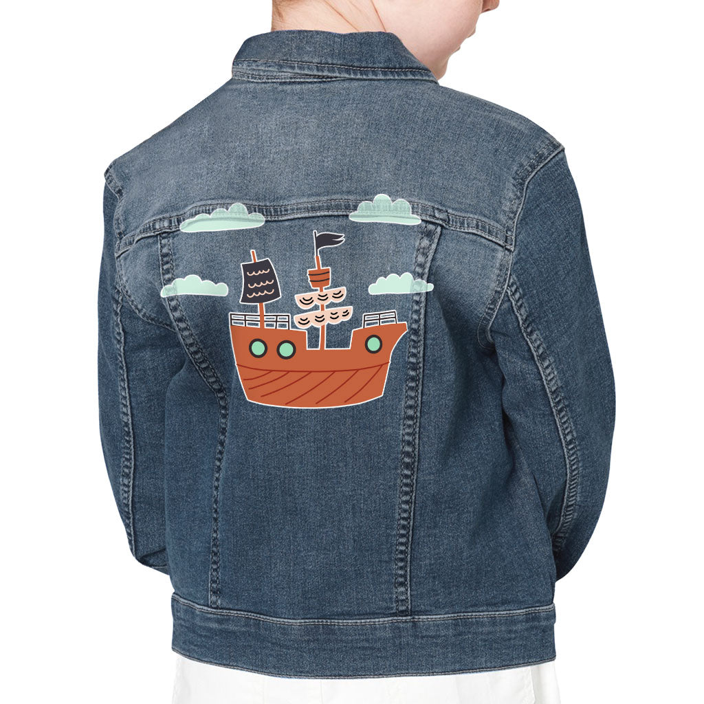 Pirate Ship Kids' Denim Jacket - Themed Jean Jacket - Bright Art Denim Jacket for Kids