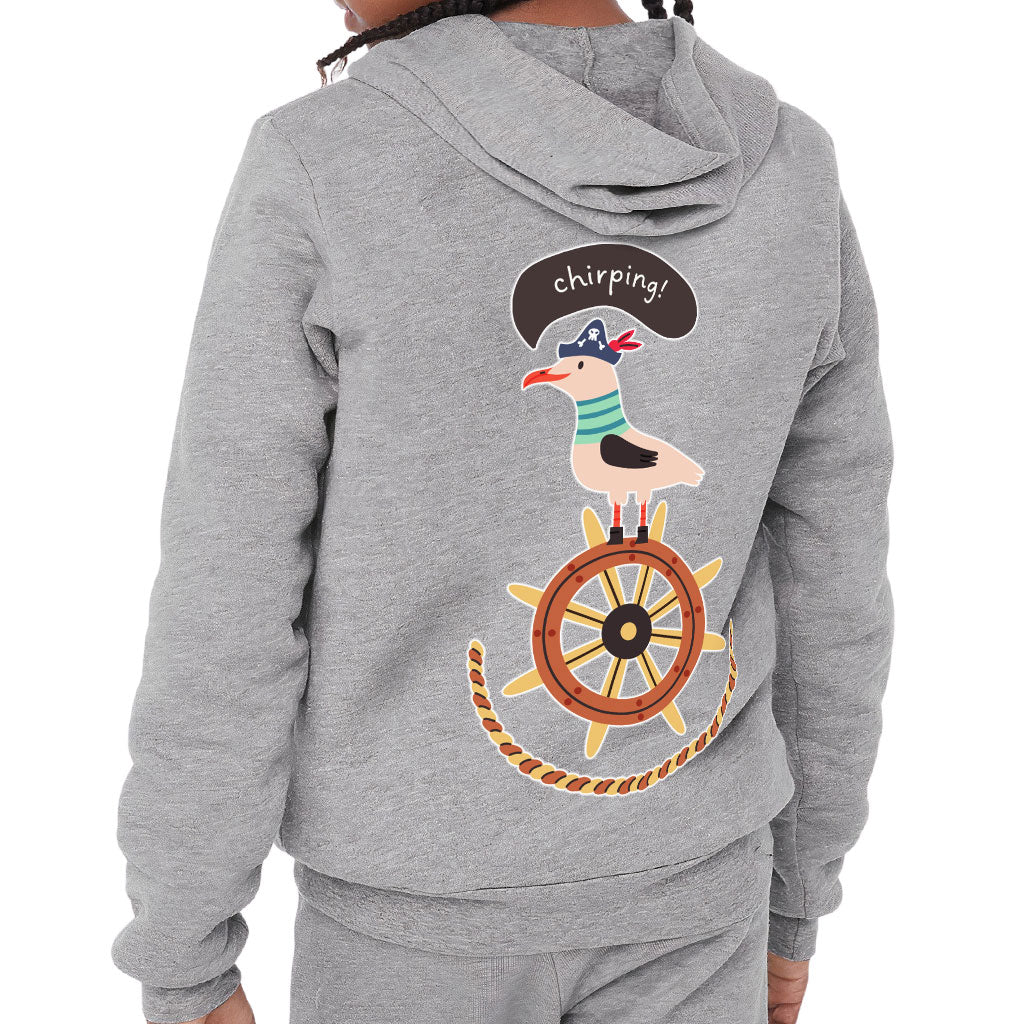 Sea Ship Themed Kids' Full-Zip Hoodie - Bird Hooded Sweatshirt - Printed Kids' Hoodie