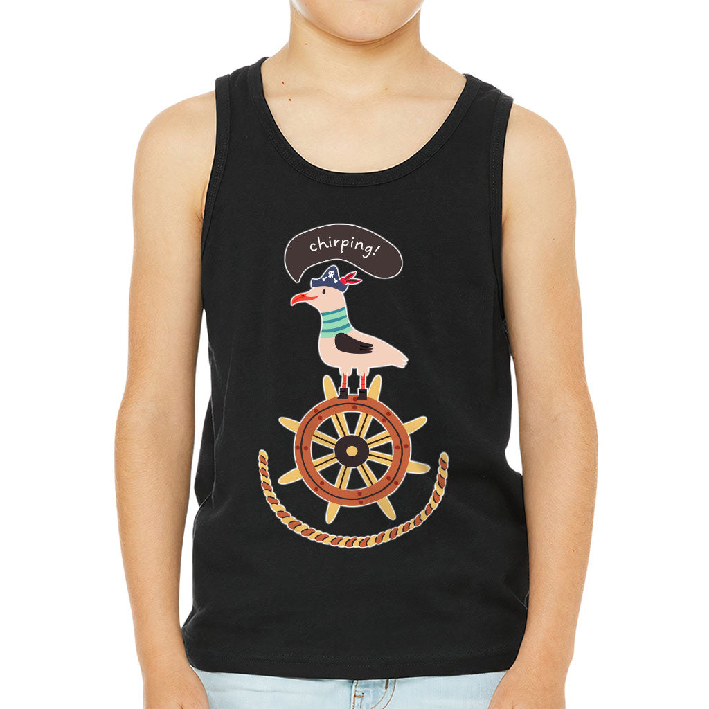 Sea Ship Themed Kids' Jersey Tank - Bird Sleeveless T-Shirt - Printed Kids' Tank Top