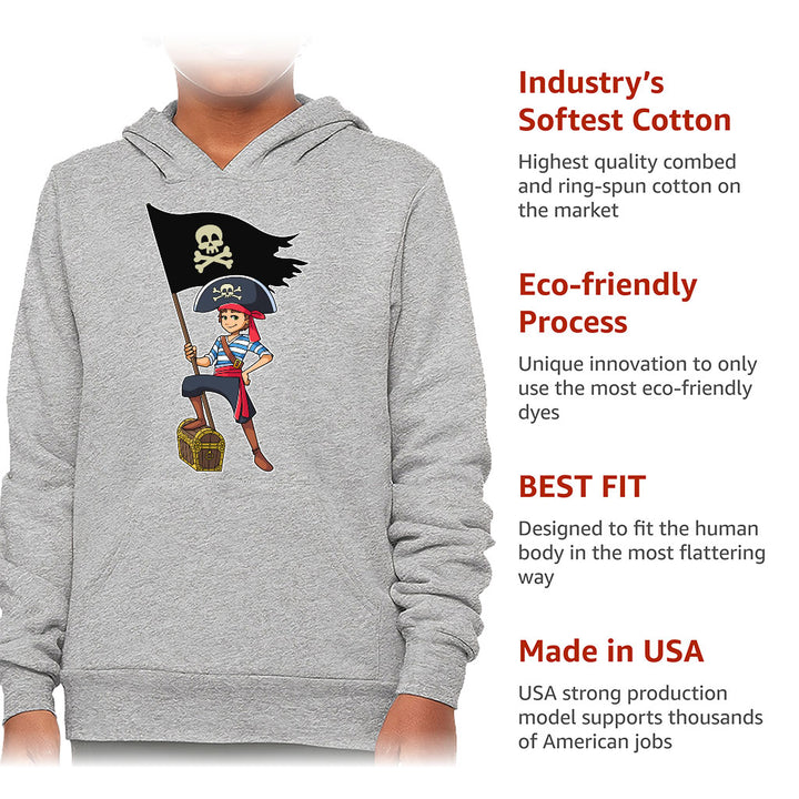 Cool Pirate Kids' Sponge Fleece Hoodie - Sea Themed Kids' Hoodie - Cartoon Hoodie for Kids