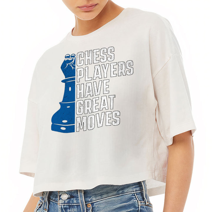 Chess Players Women's Crop Tee Shirt - Cool Design Cropped T-Shirt - Word Design Crop Top